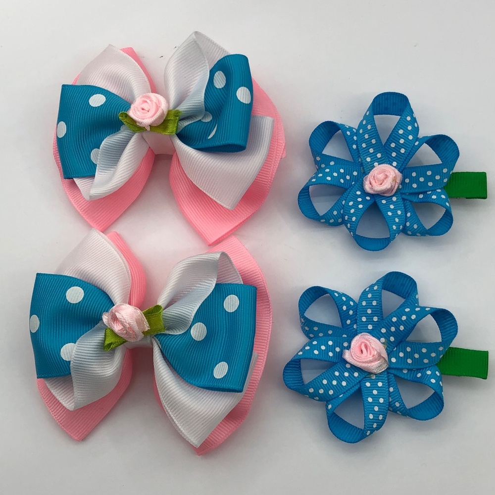 Bows for hair (set of four) alligator clips